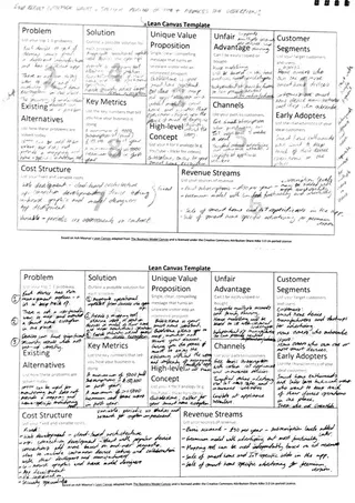 Image of sketchbook lean business canvas page